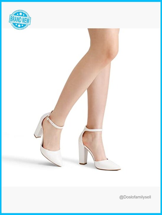 Amazon.com | DREAM PAIRS Women Chunky Heeled Pumps Pointed Toe Ankle Strap Dress Shoes 4 Inch Heel